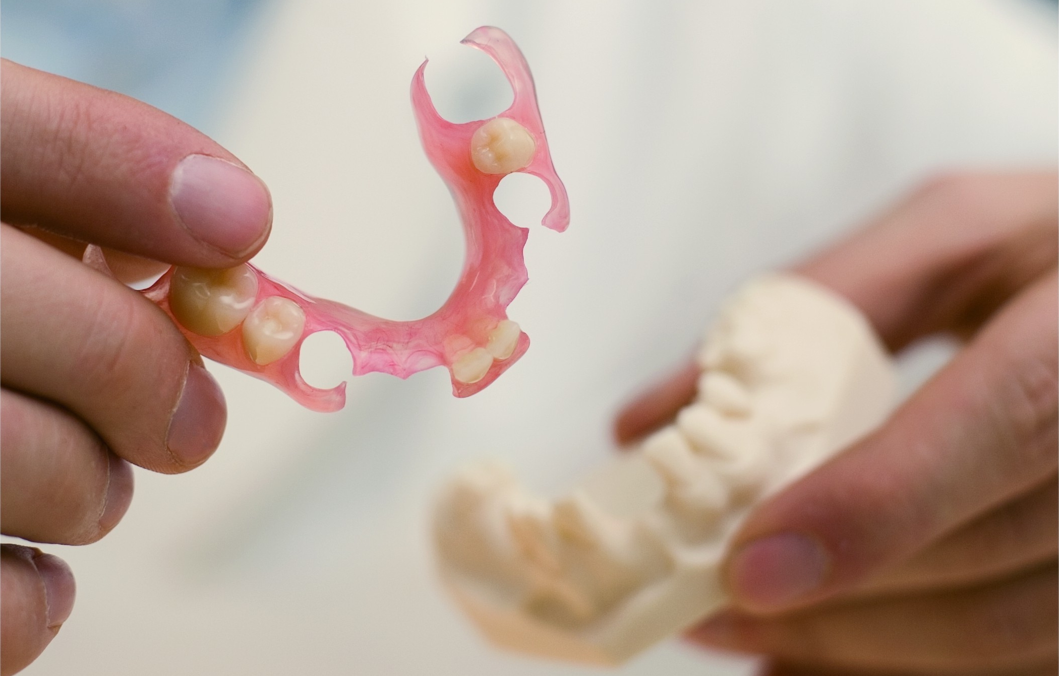 valplast flexible partial dentures lower plate close up